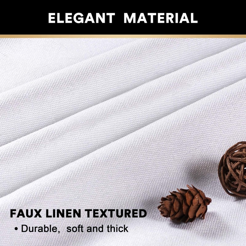 PrinceDeco White Blackout Curtains Linen Curtains 96 Inches Long 100% Blackout Room Darkening Curtains & Drapes with White Liner Faux Linen Fabric Window Curtain Panels for Living Room/Bedroom - Image 4